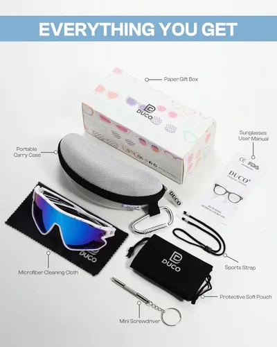 Miniatura 7 de DUCO Gafas de sol para niños y jóvenes, ligeras, con montura TR90, UV400, para béisbol, ciclismo, para niños y niñas, DK268