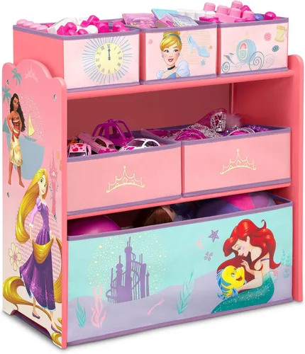 Miniatura 12 de Delta Children Design & Store Organizador de almacenamiento de juguetes de 6 compartimientos, Disney Princess