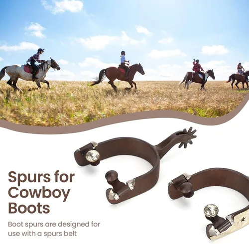 Miniatura 4 de Jeanoko Espuelas de vaquero para hombres/mujeres, equitación a caballo, botas de espuelas de acero de bajo carbono, escultura de mano, elegante