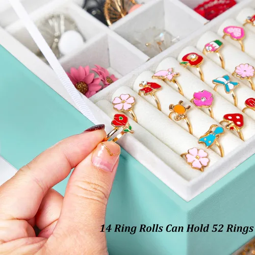 Miniatura 131 de Joyero de pendientes para mujeres y niñas, organizador de aretes de 5 capas, caja organizadora de joyas blanca con candado, collares y aretes