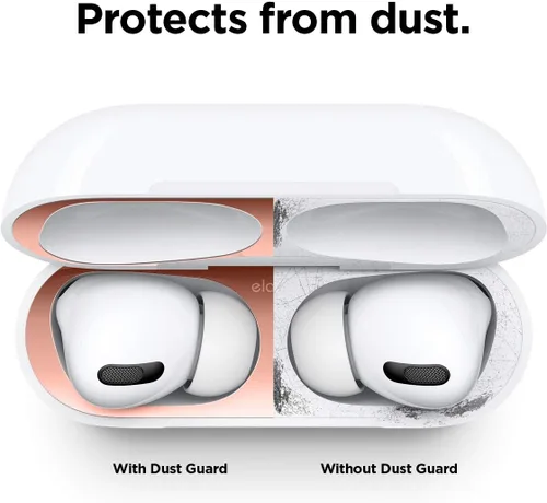 Miniatura 4 de elago Protector contra el polvo compatible con AirPods Pro (1 y 2), película antipolvo, protege del polvo de hierro y metal (1 juego, oro rosa)