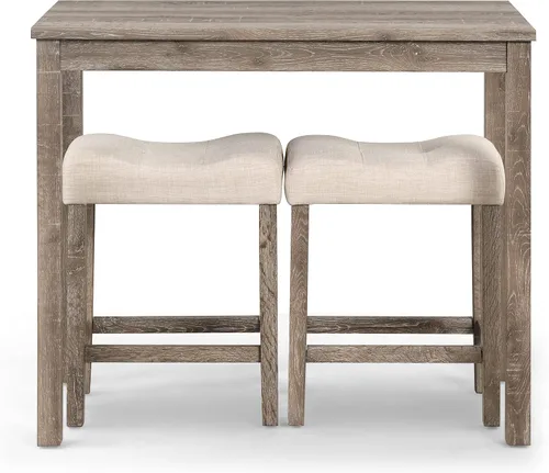 Miniatura 3 de Sora Wood - Juego de comedor de 3 piezas, altura de mostrador, color gris pardo Topo