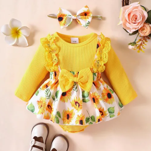 Miniatura 9 de Mameluco de encaje para bebé niña con volantes, manga larga, para recién nacido, otoño, invierno