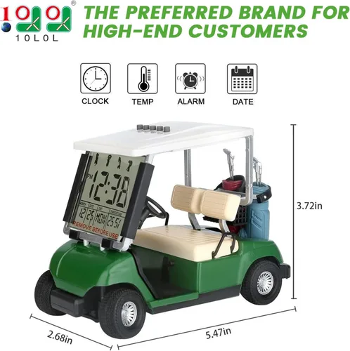 Miniatura 2 de 10L0L Mini carrito de golf, despertador, pantalla LCD, calendario, regalos de golf para hombres, aficionados, golfistas, recuerdo de carrera Verde