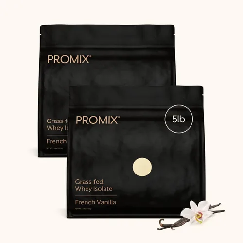 Miniatura 15 de ProMix Nutrition Proteína de suero aislada en polvo, 30g de aislado de suero alimentado con pasto, 6.6g de BCAAs, sin gluten, apta para dieta