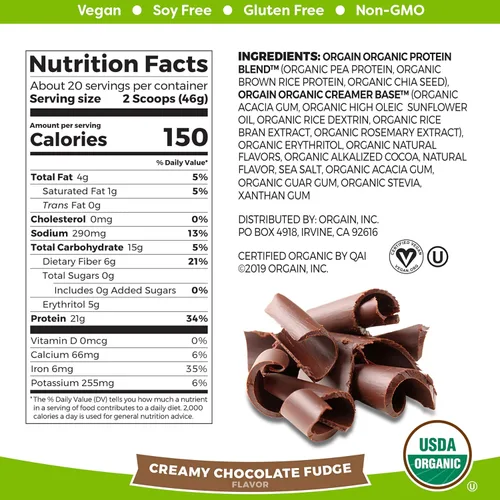 Miniatura 6 de Orgain Proteína vegana orgánica en polvo + verduras, vainilla – 0.81 onzas de proteína a base de plantas, sin gluten, sin lácteos, sin lactosa, sin