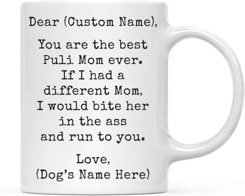 Miniatura 44 de Andaz Press Taza de café personalizada divertida con texto en inglés "Dog Mom", regalo de broma para la mejor mamá de perro cocker spaniel, muerde