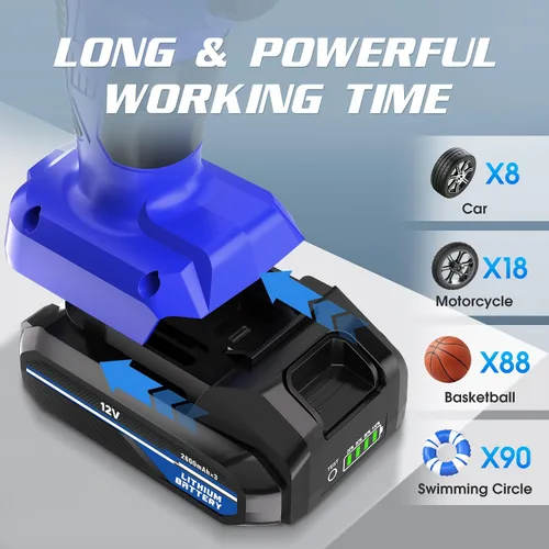 Miniatura 3 de CARSUN Inflador de neumáticos, compresor de aire portátil, bomba de neumáticos de coche inalámbrica con batería recargable de iones de litio 150PSI