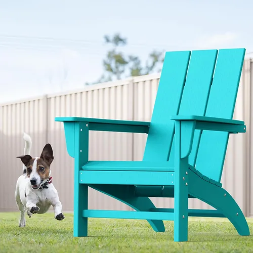 Miniatura 8 de Silla Adirondack moderna, sillas de patio de plástico HDPE para todo tipo de clima, silla para hoguera, sillas de césped al aire libre para terraza