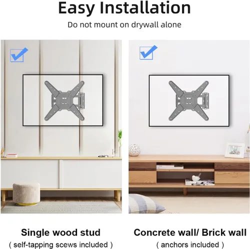 Miniatura 7 de Suptek Soporte de pared para TV de esquina de brazo largo para la mayoría de televisores de 23 a 60 pulgadas, soporte de TV de movimiento completo