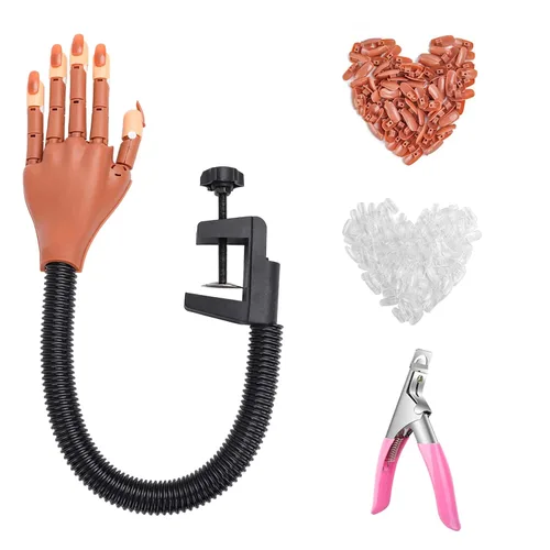 Miniatura 11 de Mano de práctica para uñas acrílicas, flexibles, kit de práctica de entrenamiento de uñas, maniquí falso, manos para uñas, práctica de bricolaje