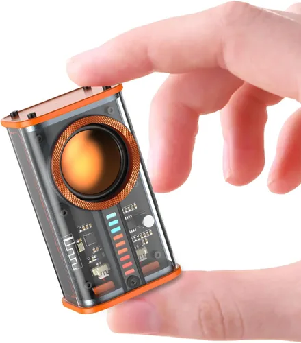 Altavoz Bluetooth inalámbrico transparente Mini altavoz portátil con luces LED coloridas sonido estéreo TWS pequeños altavoces para oficina, Naranja
