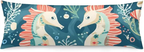 Miniatura 10 de Funda de almohada con monograma rústico de color azul suave con inicial N Body de 20 x 54 pulgadas, funda de almohada floral personalizada
