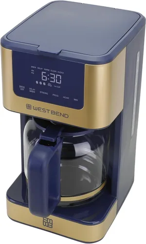 Miniatura 5 de West Bend Cafetera programable atemporal de 12 tazas con selector de fuerza de preparación para café caliente y helado, incluye opción