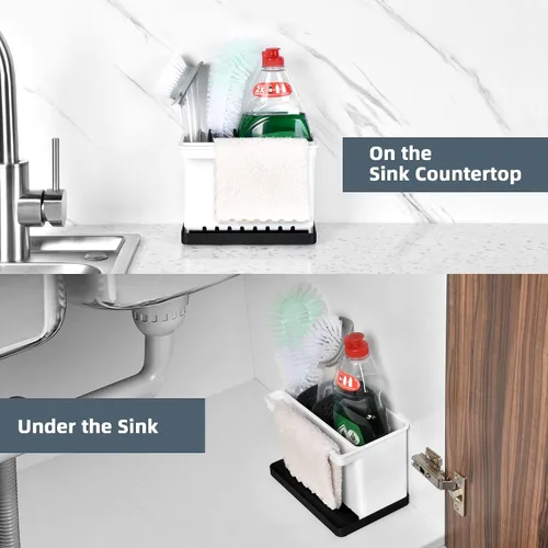 Miniatura 4 de JOMOLA Organizador de fregadero de cocina, soporte para esponjas y cepillos de dientes para baños, soporte para utensilios de cocina, organizador