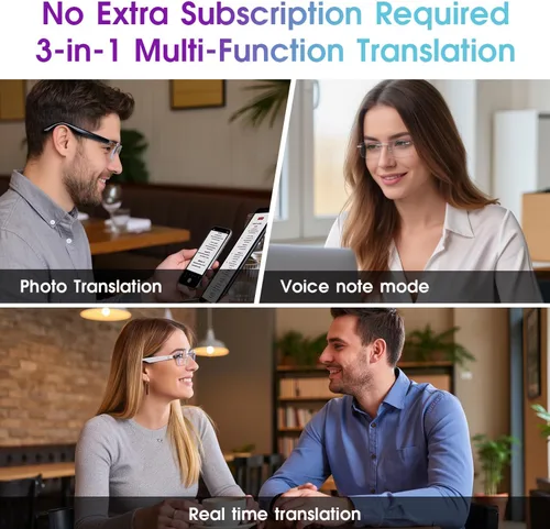 Miniatura 5 de Gafas de Traducción con IA, Gafas Bluetooth con Traductor en Tiempo Real para 164 Idiomas, Gafas Bluetooth Fotocromáticas con Bisagra de Resorte