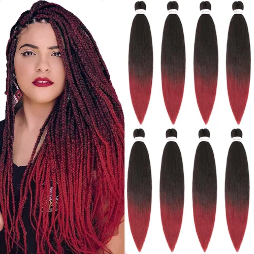 Miniatura 55 de Alrence Cabello estirado para hacer trenzas, trenza larga de 30 pulgadas, 8 paquetes, extensiones profesionales de trenzado de cabello sintético, 1b#