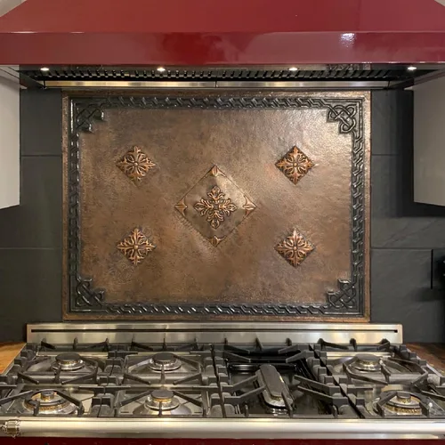 Miniatura 4 de Kitchen Backsplash, Diamonds with Celtic Border Copper Backsplash, Victorian Copper Backsplash Panel, Handmade Copper Backsplash Tile, Indoor