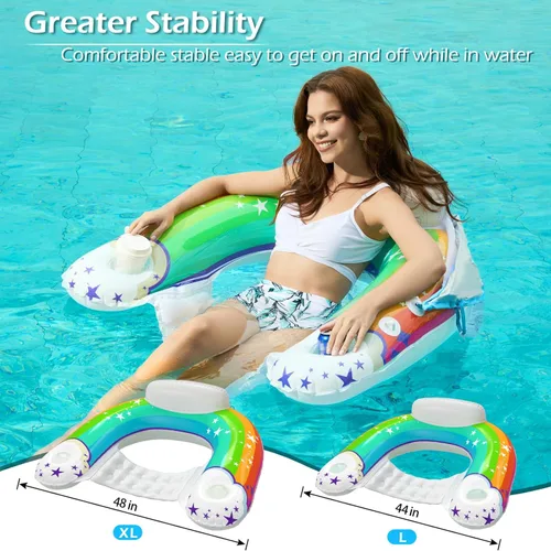 Miniatura 5 de Jasonwell Flotador de piscina con dosel – Flotadores inflables de piscina para adultos, silla flotante de piscina, flotadores para piscina, silla