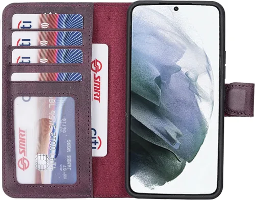 Miniatura 22 de HARDISTON Funda de piel compatible con Samsung Galaxy S22 Ultra – Funda magnética fuerte desmontable hecha a mano con tarjeteros y soporte, Negro