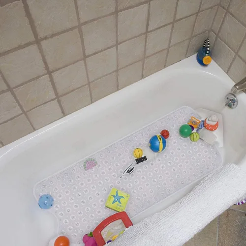 Miniatura 2 de YINENN Tapete de seguridad para bañera de 40 x 16 pulgadas, antideslizante y extragrande, tapete para bañera con ventosas, lavable a máquina