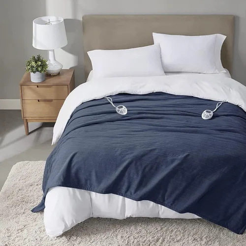 Miniatura 11 de Serta - Manta de forro polar ultrasuave Travis con textura de nervaduras trilobulares, manta eléctrica; cómoda, agradable y abriga y protege