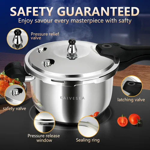 Miniatura 3 de Olla a presión de acero inoxidable de 6.34 cuartos de galón, grado comercial resistente, cocción rápida, multiusos, compatible con inducción y gas