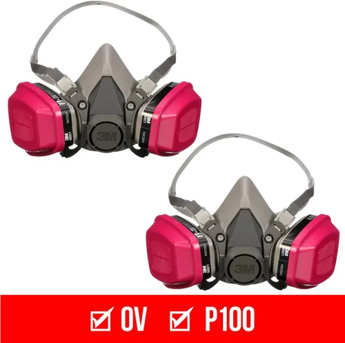 Miniatura 2 de 3M P100/OV Odor/Particulate Multi-Purpose Reusable Respirator 65021, NIOSH-APPROVED Organic Vapor Cartridge, Medium