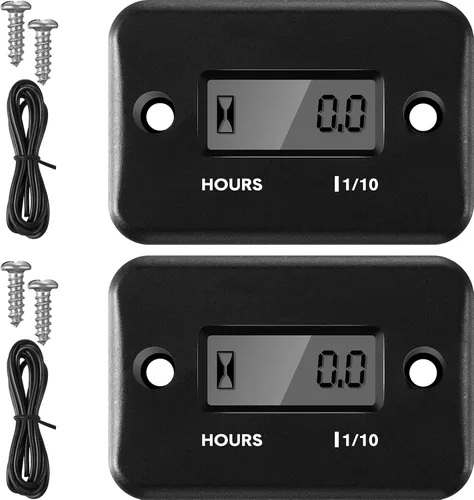 2 Piezas Medidor de Hora Inductivo para Motor de Gasolina Cortacésped Moto de Tierra Motocicleta Motocross Moto de Nieve Karting Marino ATV Barco