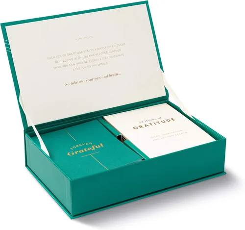 Miniatura 4 de Compendium - Kit de tarjeta de agradecimiento para inspirar 52 semanas de agradecimiento Verde y crema: un año de gratitud