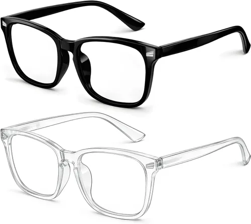 Miniatura 14 de Gafas de luz azul para niños y niñas, paquete de 2 lentes de luz azul para adolescentes y niños, anteojos falsos, anteojos para niños pequeños, de 6