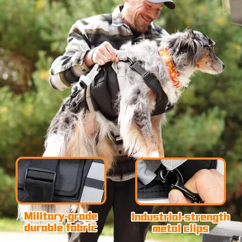 Miniatura 7 de Arnés de elevación para perros grandes, cabestrillo de cuerpo completo con asa, para subir escaleras/apoyo en las patas traseras/lesiones