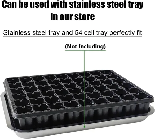 Miniatura 6 de RooTrimmer Bandejas de Semillero de 54 Celdas, Bandeja Plana de Alvéolos Profundos de 2.8", 10 Piezas Bandejas de Germinación de Agujeros Grandes