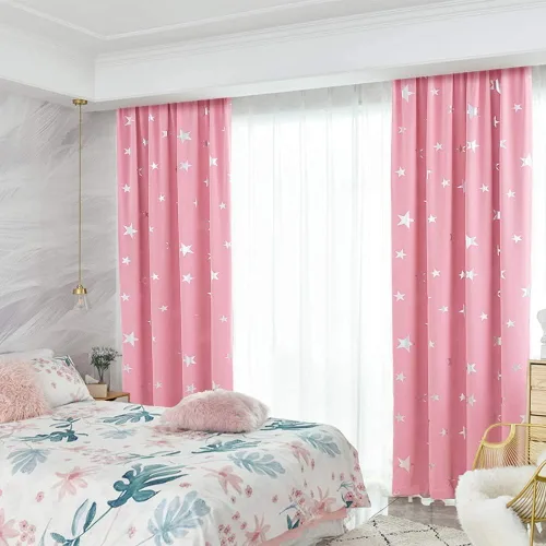 Miniatura 2 de Anjee - Cortinas opacas estampadas, Rosado
