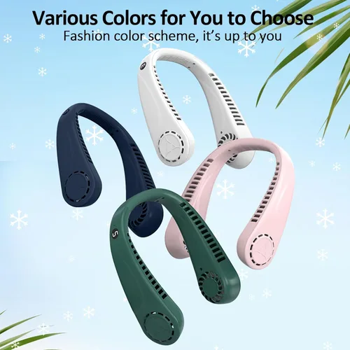 Miniatura 6 de BIRDDIE Ventiladores de cuello colgantes portátiles sin aspas con pantalla y 5 niveles de velocidad, recargable por USB, ventilador personal