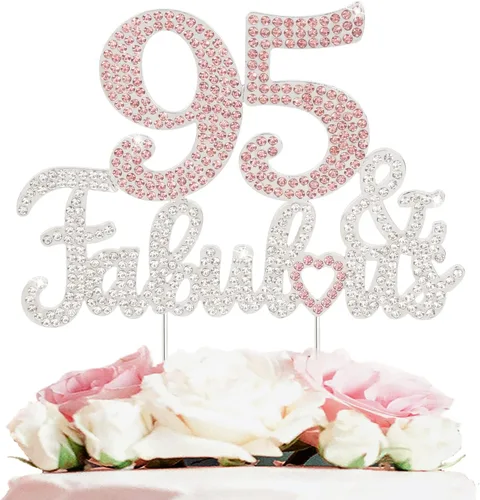 Miniatura 24 de 25 y fabulosa decoración de pastel de diamantes de imitación dorados y rosados – Feliz cumpleaños 25 años saluda a 25 años de edad, decoración