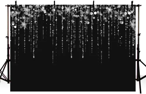 MEHOFOND Fondo de fotos negro y plateado con purpurina Bokeh gris brillante para adultos, decoraciones de fiesta de feliz cumpleaños, pancartas de