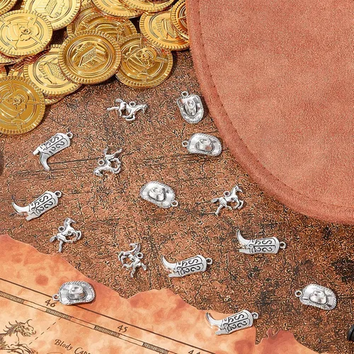 Miniatura 4 de Junkin 90 piezas Western Cowboy Charms Colgantes Aleación de Plata Antigua Charms Caballo Cowboy Boot Hat Colgante Charms Mini Cowboy Charms