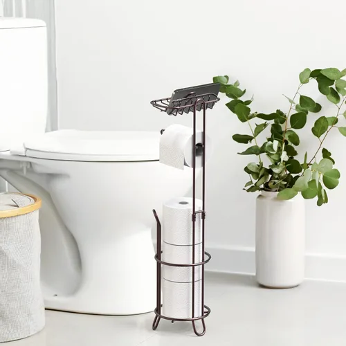 Miniatura 2 de Portarrollos de papel higiénico para baño de Simple Houseware con estante para teléfono celular, bronce