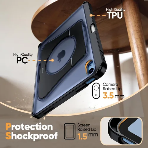 Miniatura 5 de JETech Funda con función atril para iPad (A16) de 11ª/10ª generación (2025/2022) con soporte para lápices, funda delgada a prueba de golpes, parte