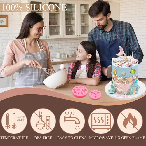Miniatura 3 de Moldes para fondant de cuerno de concha, molde de conchas de chocolate con estrellas de mar marinas y tortugas para decoración de pasteles, arcilla