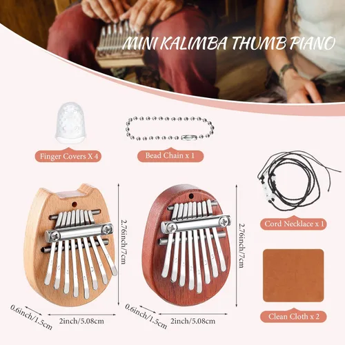 Miniatura 2 de eBoot 10 Piezas Juego de Mini Piano de 8 Teclas Incluye Piano de Dedo Pulgar con Cadena de Cordón, Protector de Dedos y Paño de Limpieza Regalo