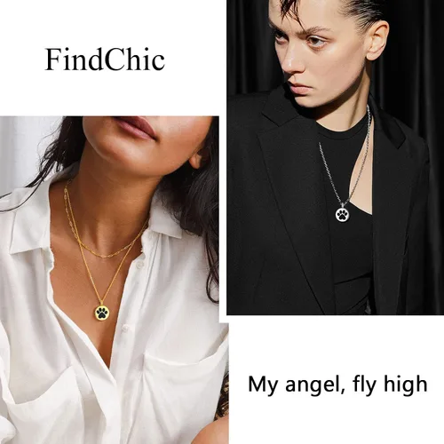 Miniatura 38 de FindChic Collares personalizados con urna para cenizas, barra vertical, gato, luna, reloj de arena, garra de perro, acero inoxidable, chapado en oro