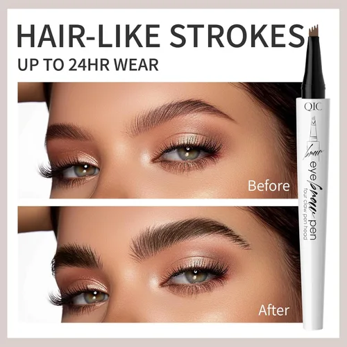 Miniatura 5 de Pluma de cejas de 4 puntas, trazos naturales para el cabello, cejas, forro, barba, línea capilar (1#café claro)