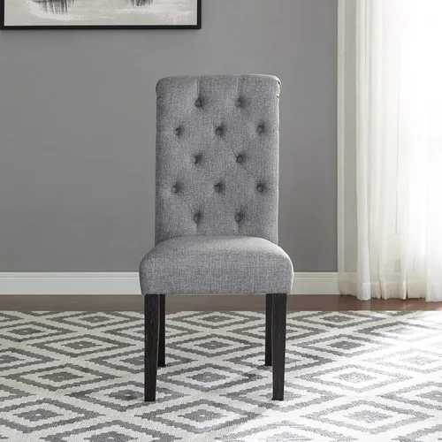 Miniatura 6 de Roundhill Furniture Leviton Urban Style - Juego de comedor de madera lavada oscura: mesa, 4 sillas y banco, gris