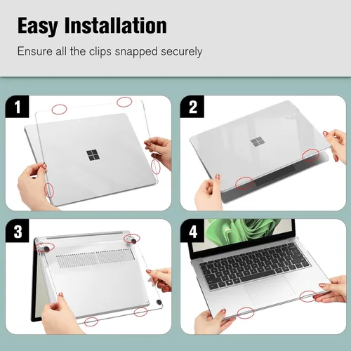 Miniatura 7 de Fintie Funda para portátil Microsoft Surface de 13,5 pulgadas 5/4/3 con teclado de metal (modelo: 1951/1868) - Carcasa rígida protectora delgada a