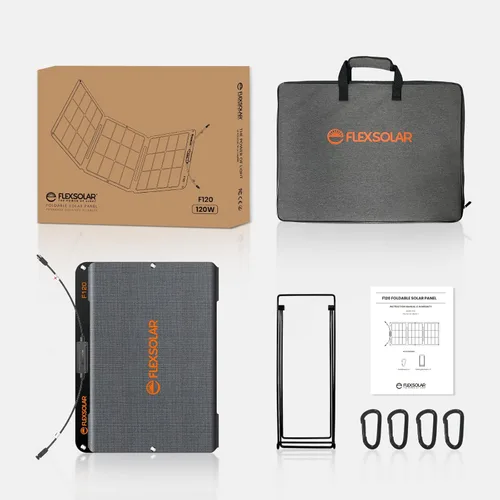 Miniatura 9 de FlexSolar 120W Paneles solares ETFE portátiles para generadores de estación de energía, celda solar plegable de 20.9V, cargadores monocristalinos