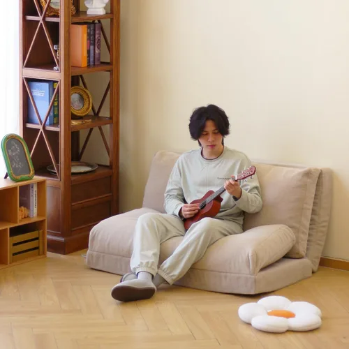 Miniatura 4 de N&V Sofá cama puff plegable con relleno de espuma, sofá cama puff con relleno de espuma plegable, incluye funda extraíble y lavable a máquina, suave