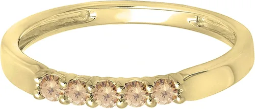 Miniatura 41 de Dazzlingrock Collection Anillo de boda redondo de 5 piedras preciosas o diamantes para mujer en oro macizo de 10 K/14 K/18 K