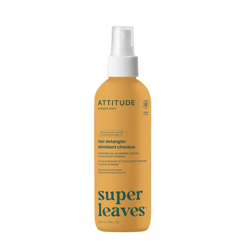 ATTITUDE Spray desenredante, verificado por EWG, cuidado del cabello vegano y a base de plantas, sin enjuague para un cabello suave y manejable,